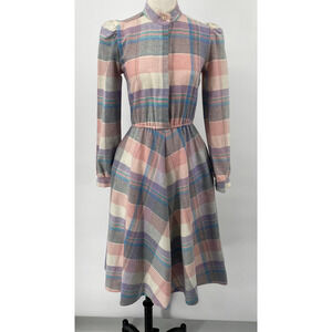 Vintage Pink and Blue Plaid Betsy’s Things Midi Dress